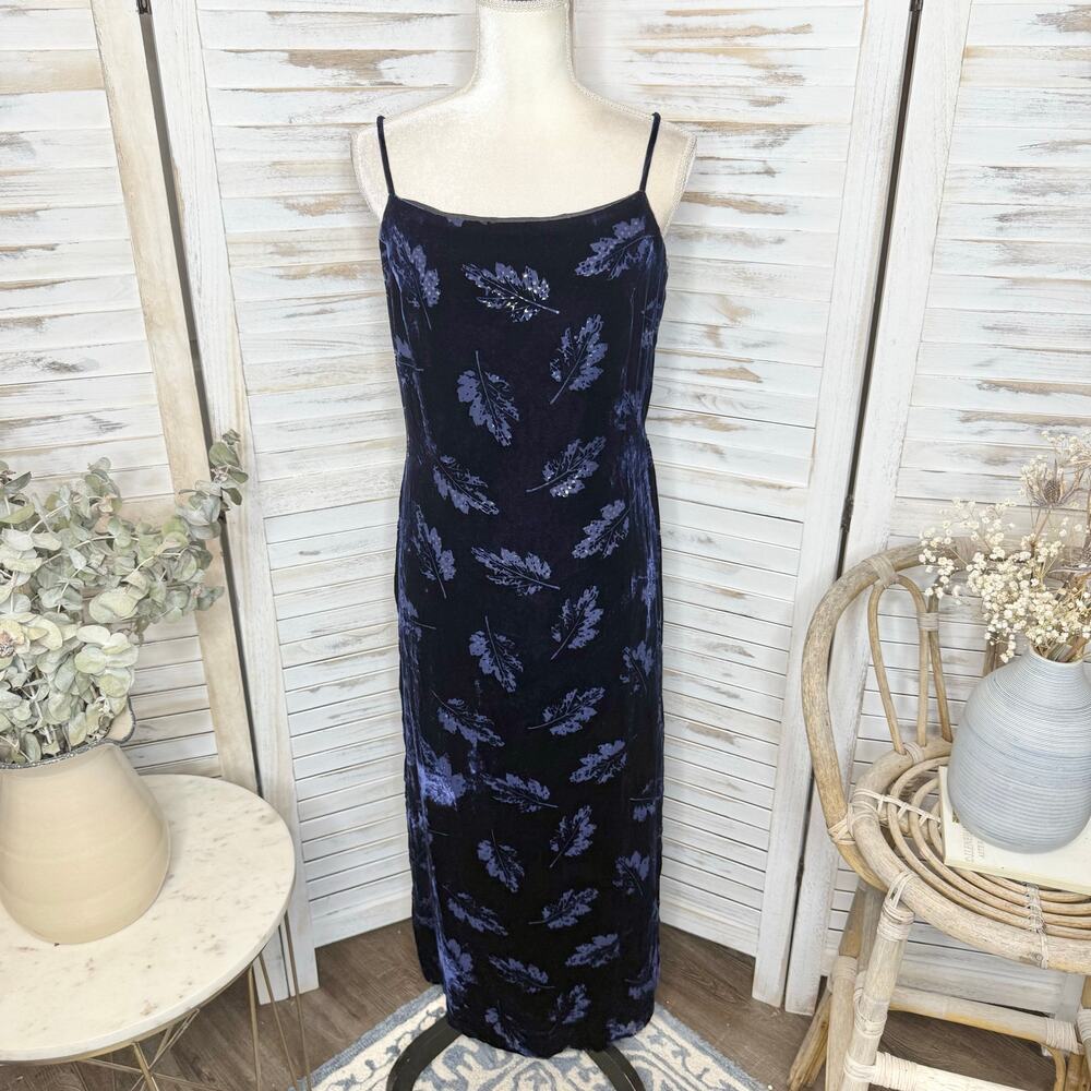 VTG REGGIO Women's Size 10 Silk Velvet Maxi Dress Sapphire Demure Cocktail Event - Picture 2 of 16